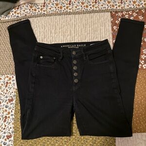 American Eagle Outfitters Black High-Rise Button-Fly Women's Jeans